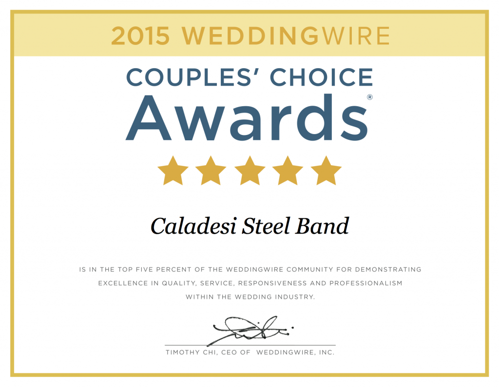 Weddingwire couple's choice 2015 - Caladesi Steel Band